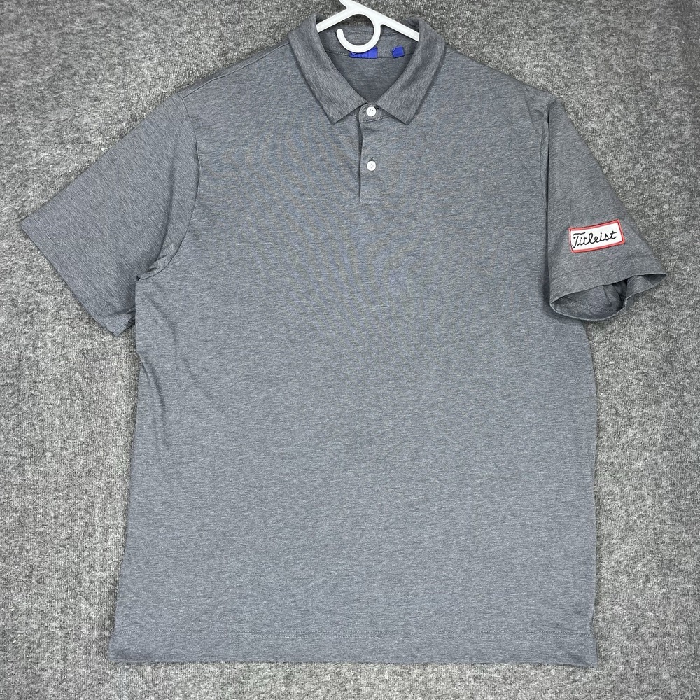 FootJoy Titleist Polo Shirt Mens XL (fits L) Gray Solid Golf Short Sleeve Patch